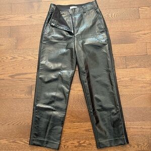 Babaton Black Faux Leather Pants, 4US